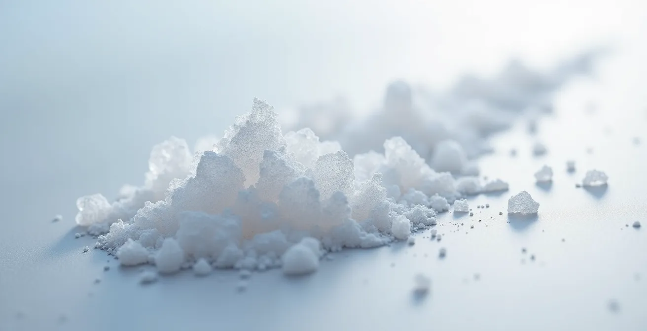 Cristaux d'isolat de CBD pur sous forme de poudre cristalline blanche