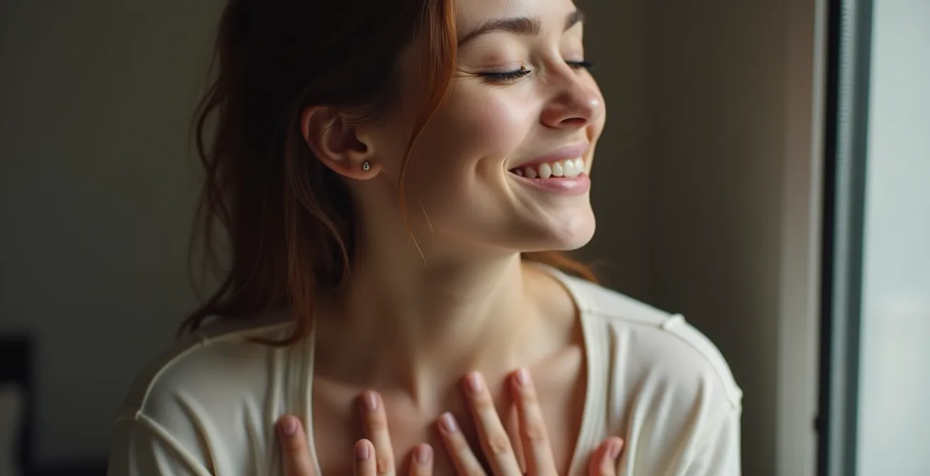 Portrait d'une personne sereine pratiquant la respiration consciente, illustrant la régulation émotionnelle