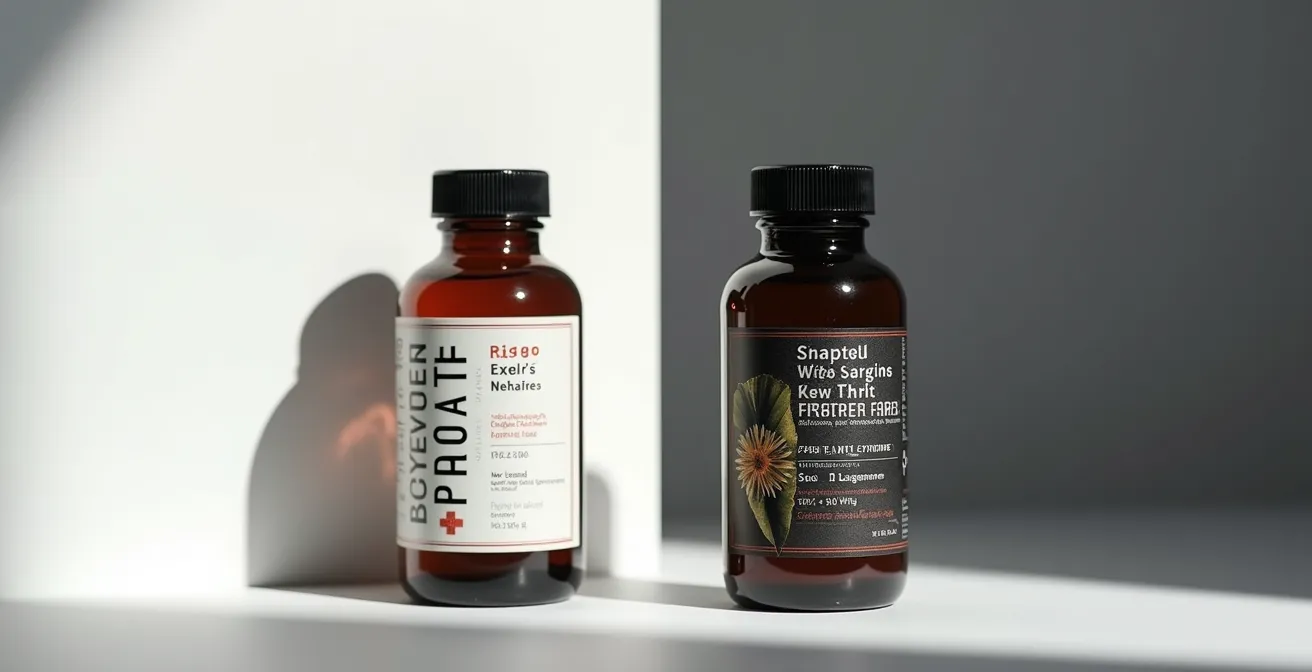 Comparaison visuelle entre étiquettes conformes et non conformes de produits CBD