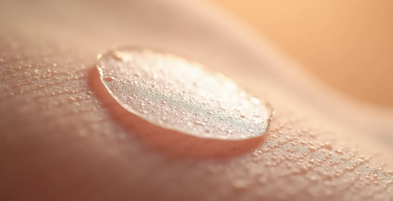 Application d'un patch CBD transparent sur la peau montrant la diffusion progressive