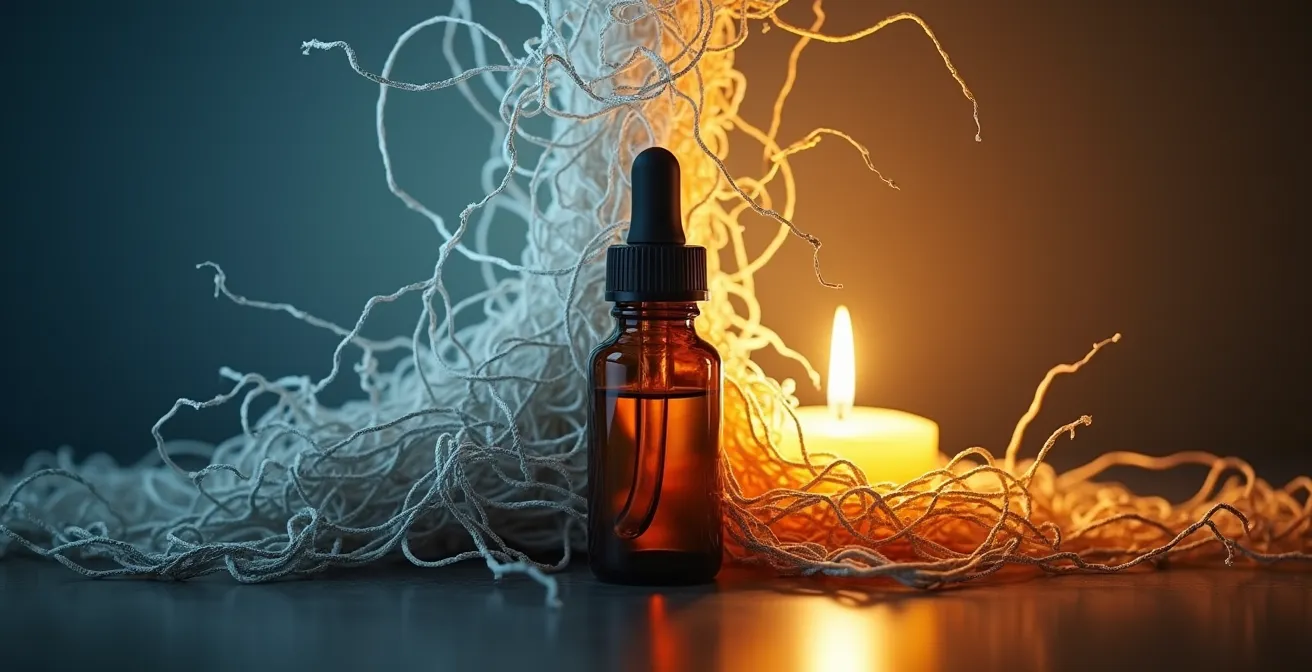 Métaphore visuelle du passage du stress au calme en soirée